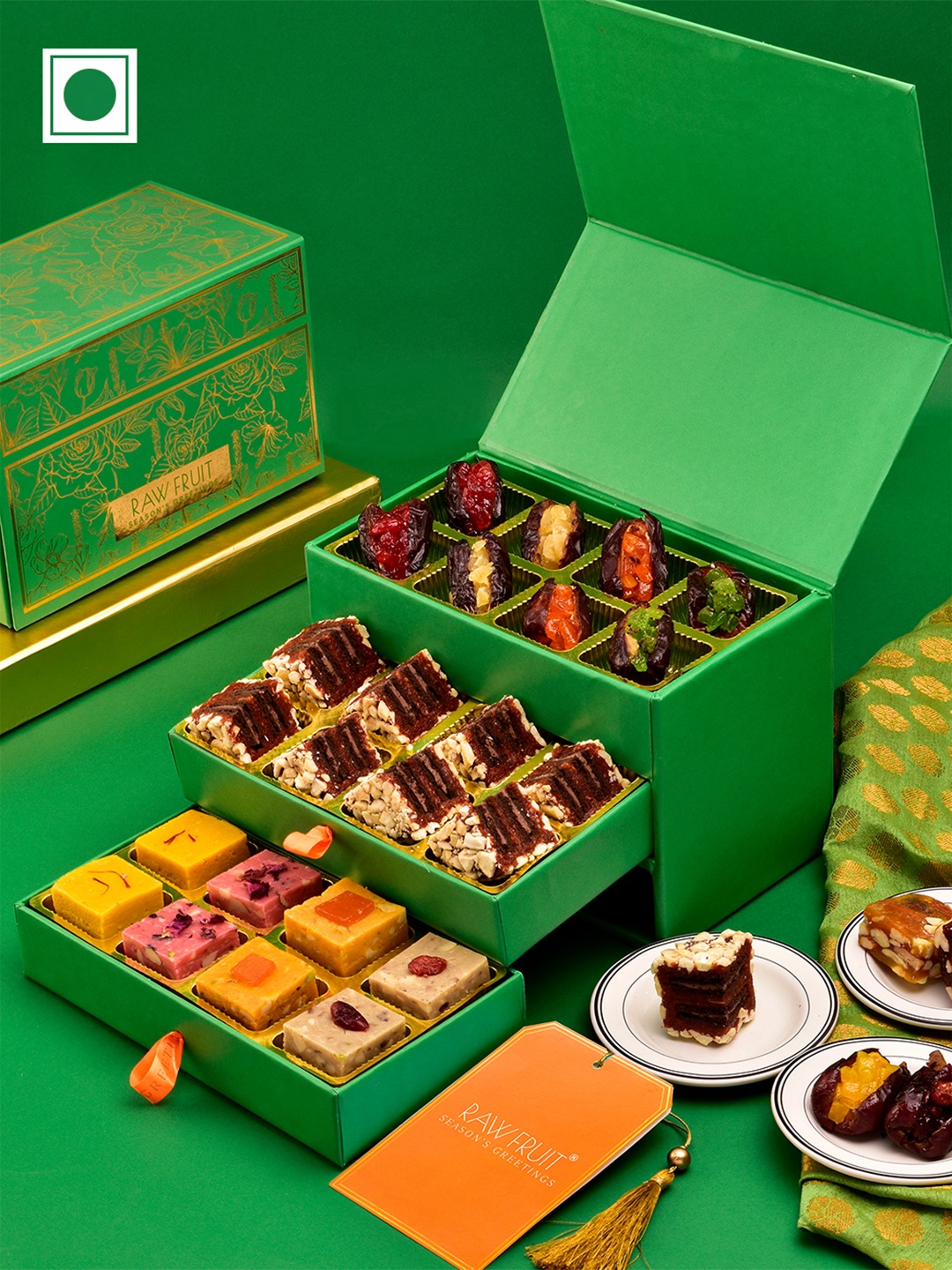 

RawFruit Set Of 3- Sweet Treats Box, Green