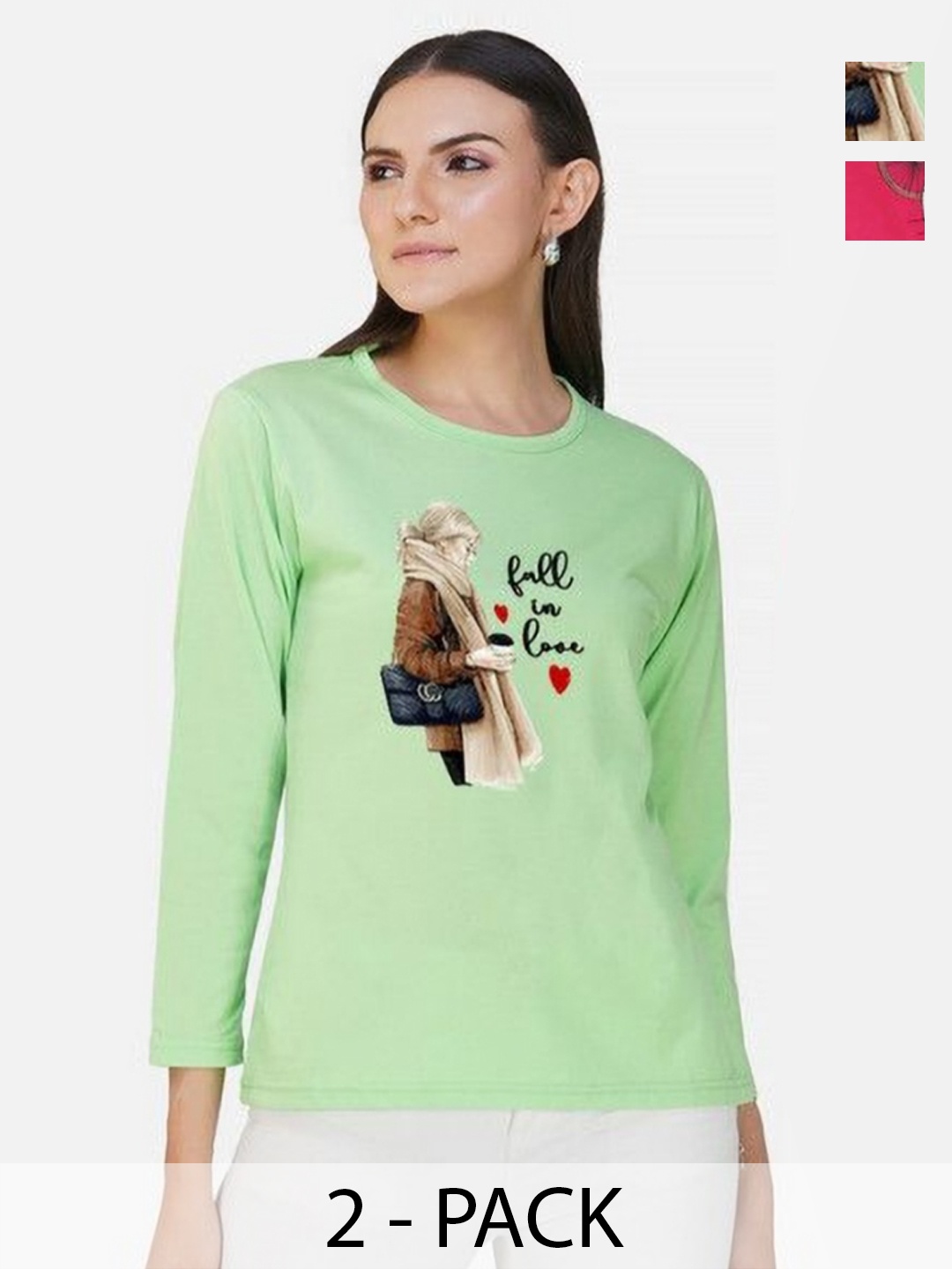 

Metronaut Women 2 Printed Bio Finish Applique T-shirt, Green