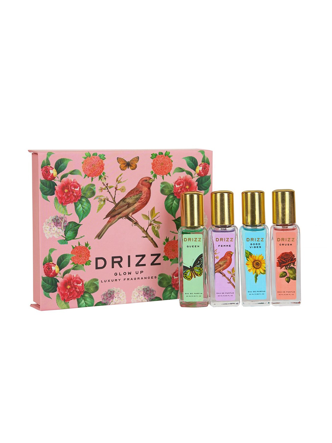 

DRIZZ Set Of 4 Glow Up Luxury Eau de Parfum Fragrance Gift Set - 20 ml Each, Pink