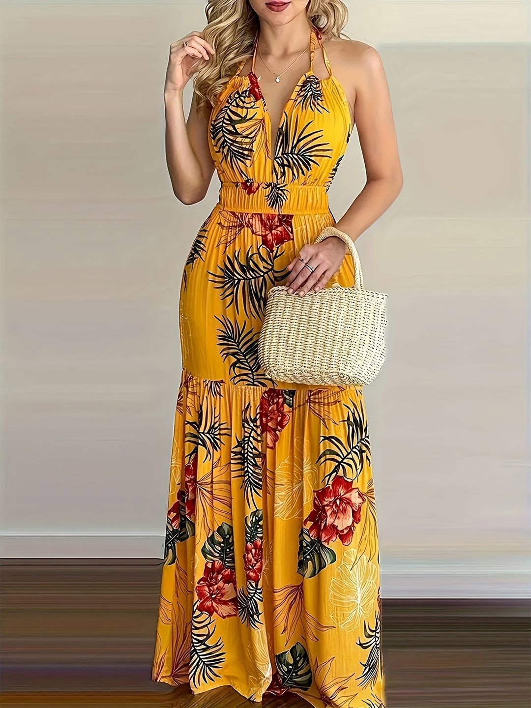 

all about you Floral Print Maxi Dress, Yellow