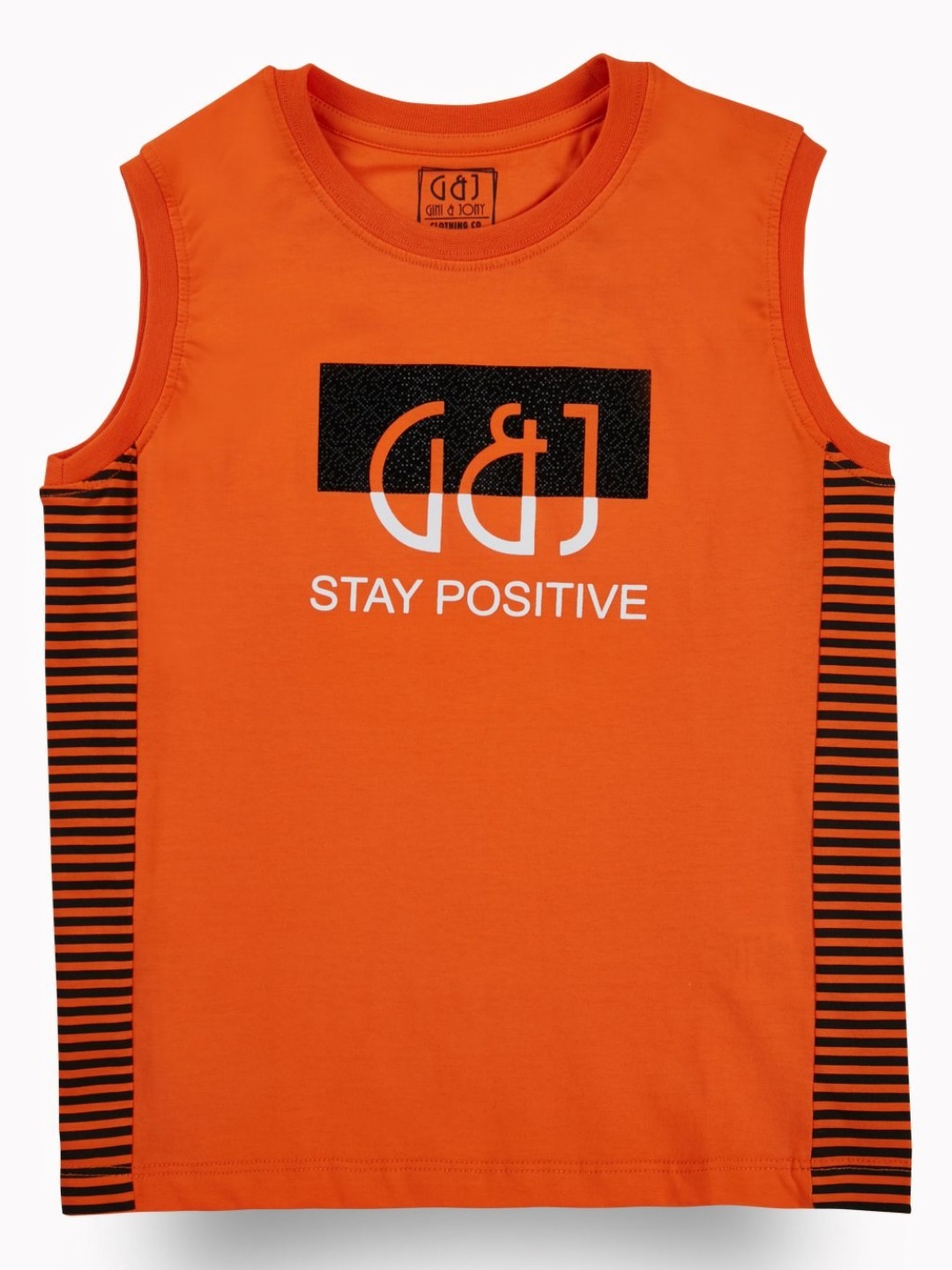 

Gini and Jony Boys Typography Printed Raw Edge T-shirt, Orange