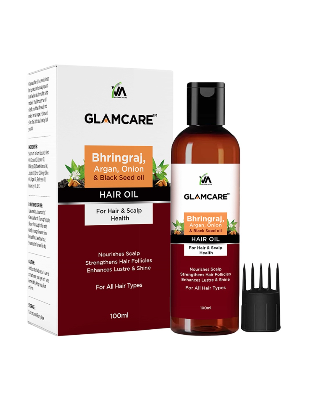 

Glamcare Bhringraj, Argan & Rosemary Hair Growth Oil - 100 ml, White