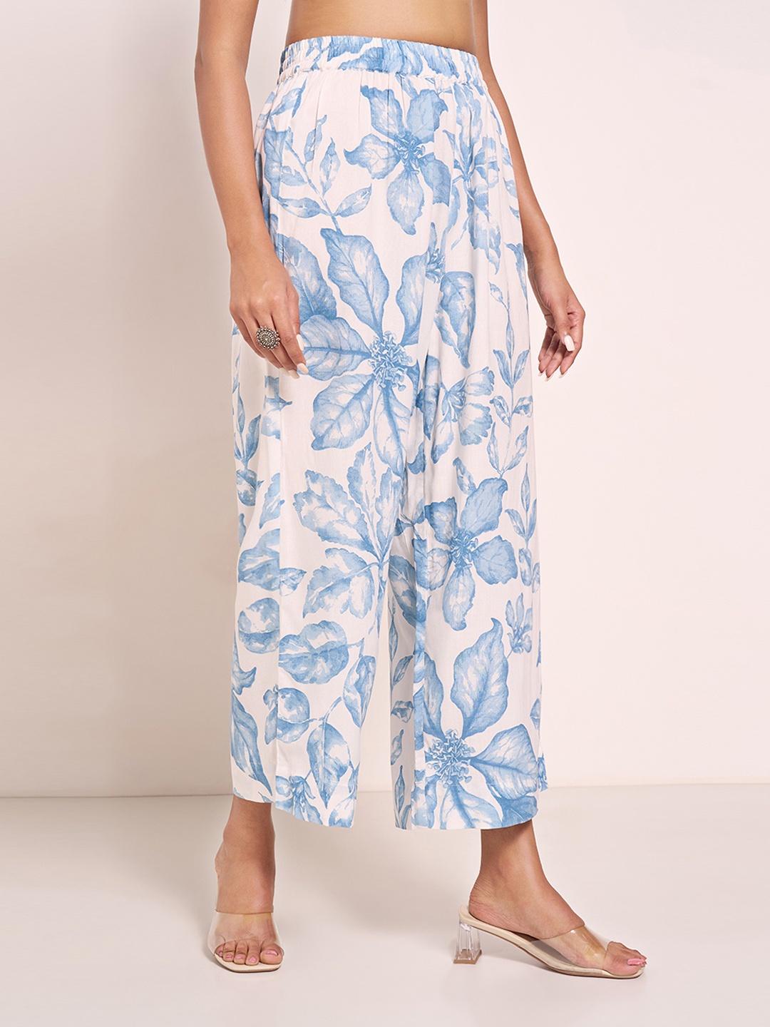 

RANGMANCH BY PANTALOONS Women Printed Trousers, Blue
