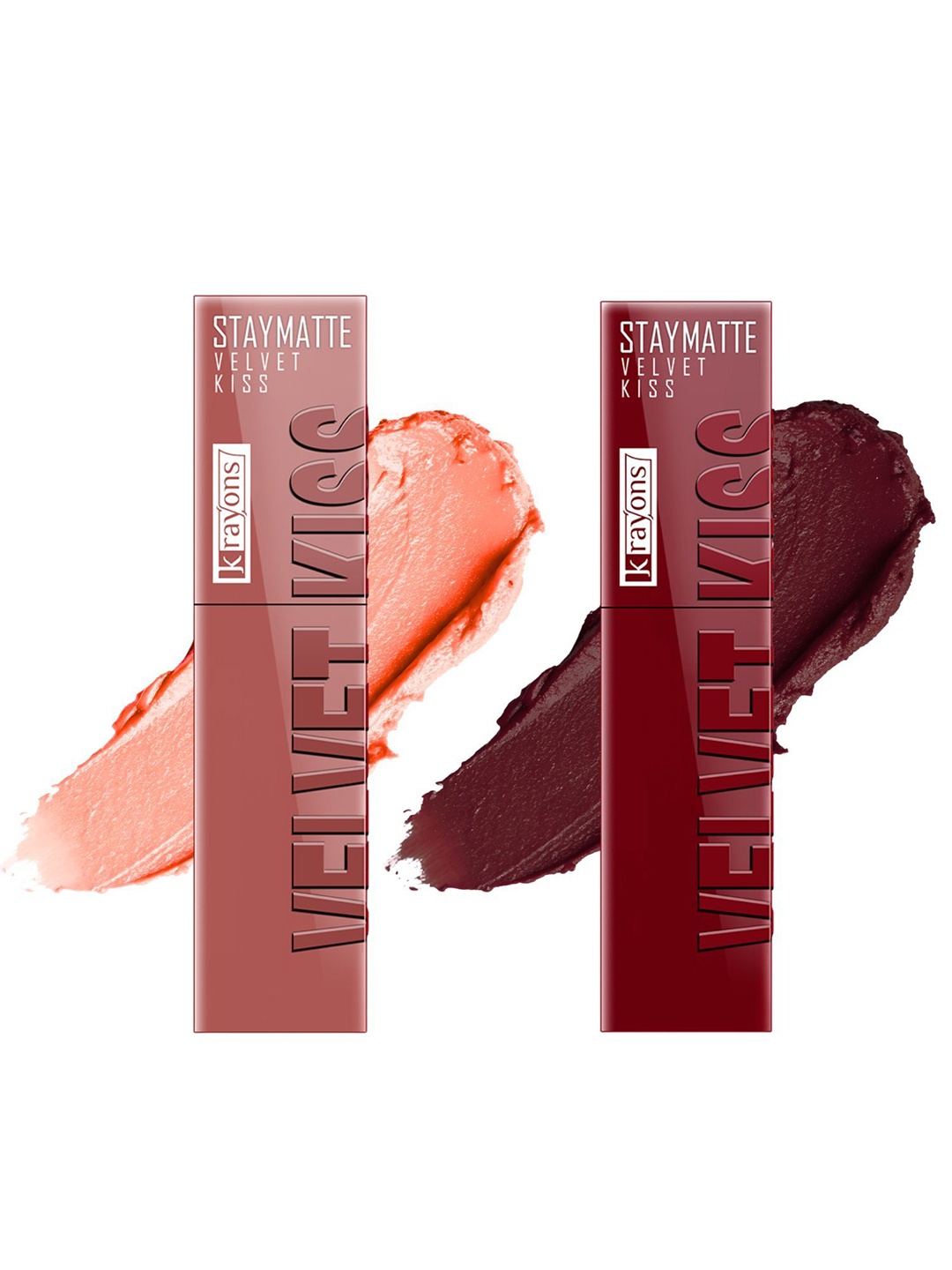 

krayons Set Of 2 Velvet Kiss Non Transfer Liquid Matte Lipstick - 3.5 ml Each, Nude