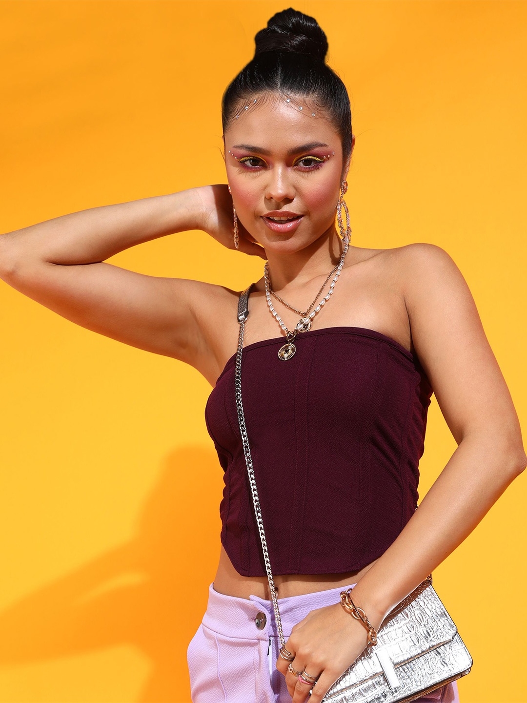

DressBerry Off-Shoulder Tank Crop Top, Purple
