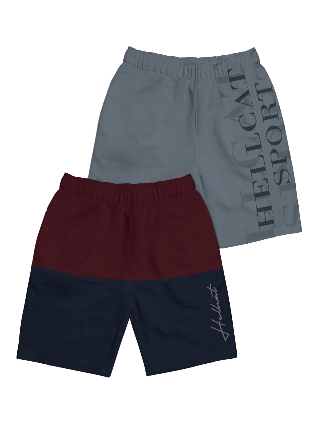 

HELLCAT Boys Typography Printed Shorts, Maroon