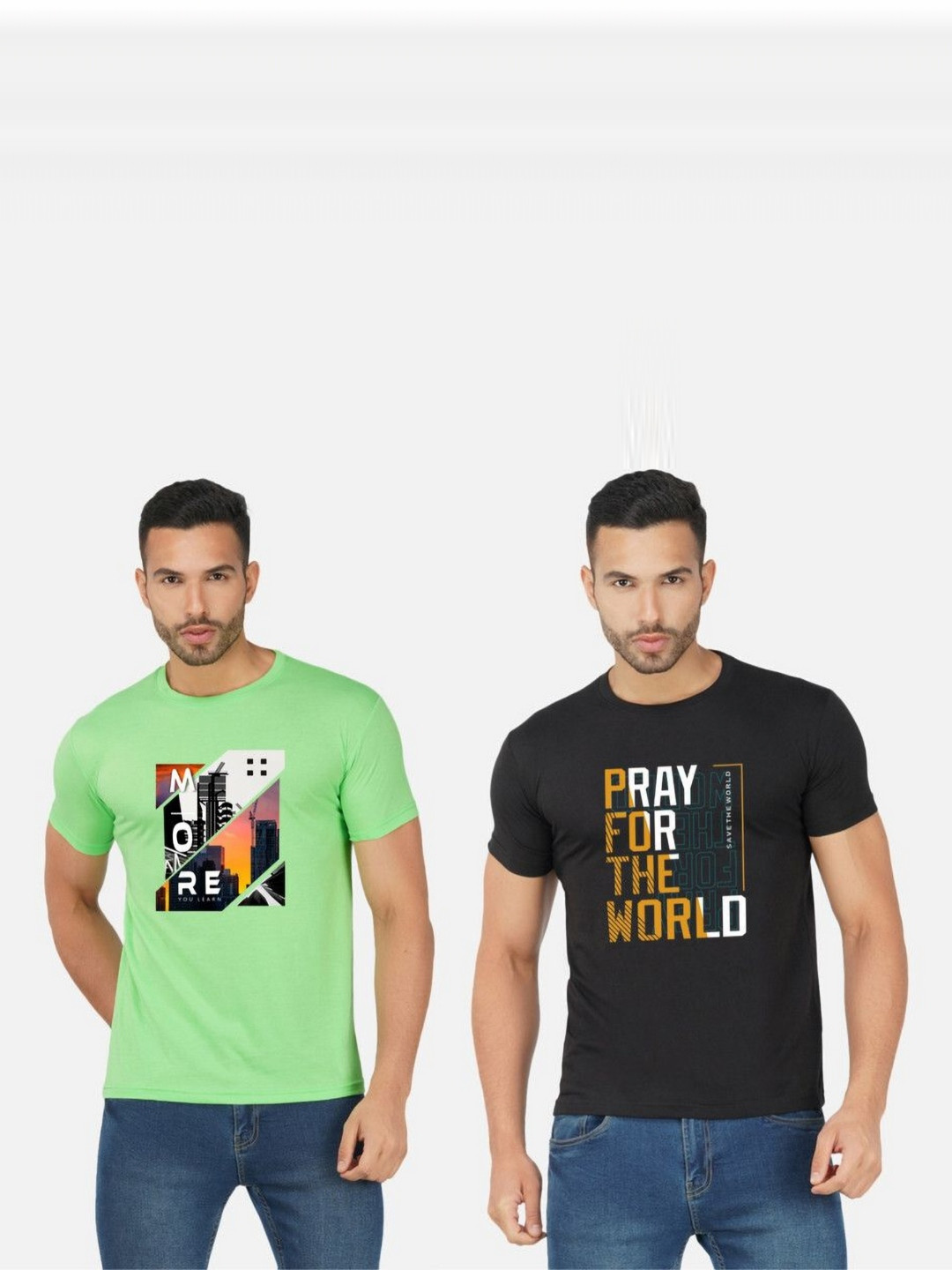

GLOBAL NOMAD Men 2 Printed Bio Finish Applique T-shirt, Green