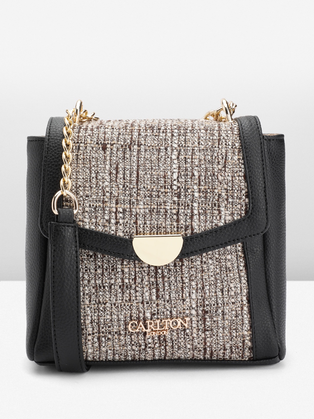 

Carlton London Textured Colourblocked Sling Bag, Black