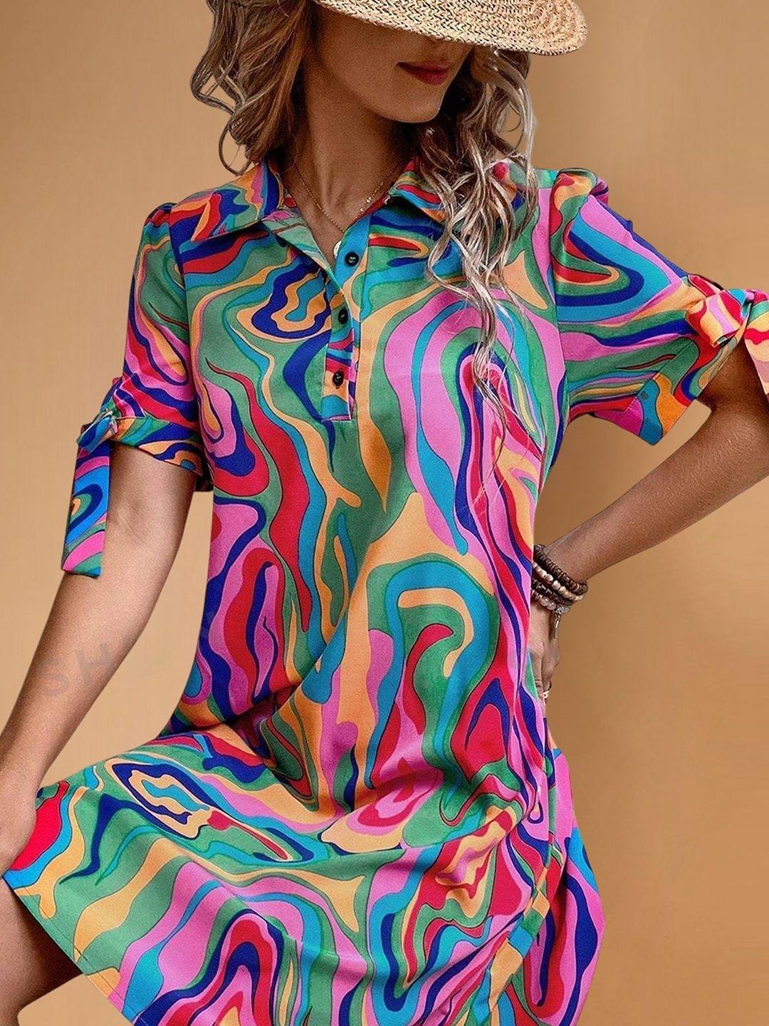 

Moda Rapido Tropical Print Applique Fit & Flare Dress, Multi