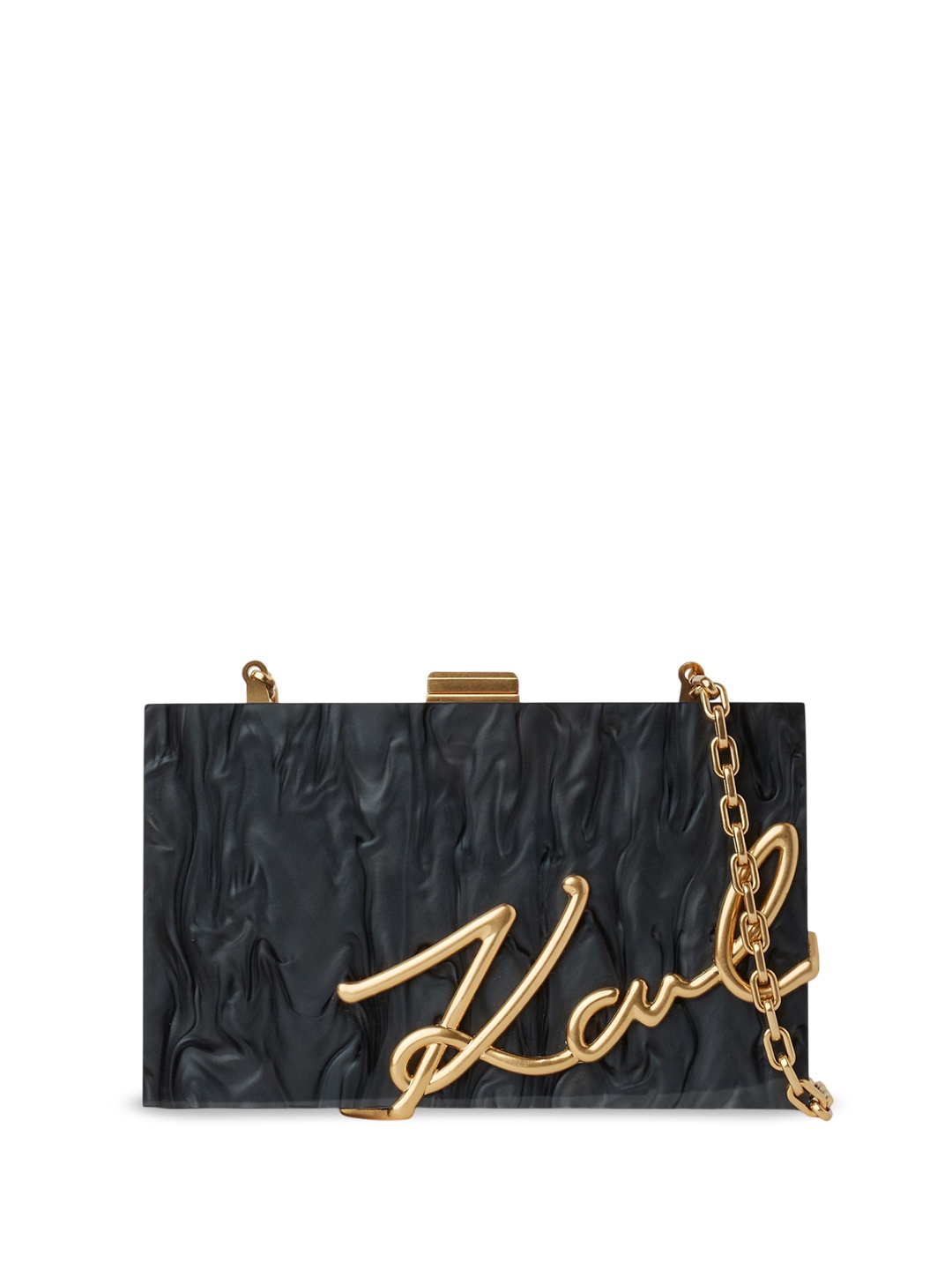 

Karl Lagerfeld Textured Structured Sling Bag with Quilted, Black