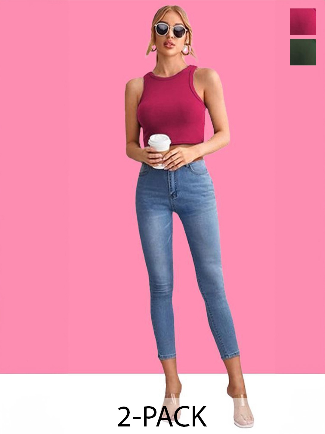 

Mast & Harbour Cotton Crop Top, Multi