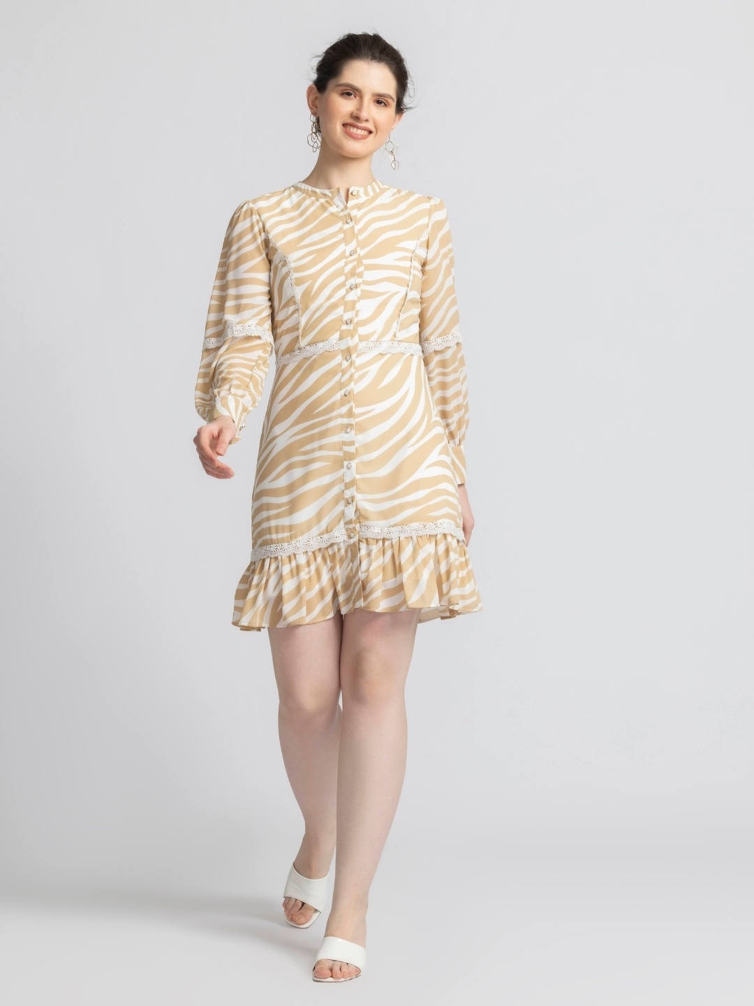 

JULO Print Shirt Mini Dress, Yellow
