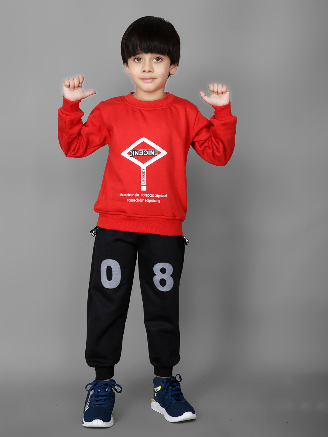 

MAYNEISHA Kids Long Sleeves Sweatshirt With Joggers, Red