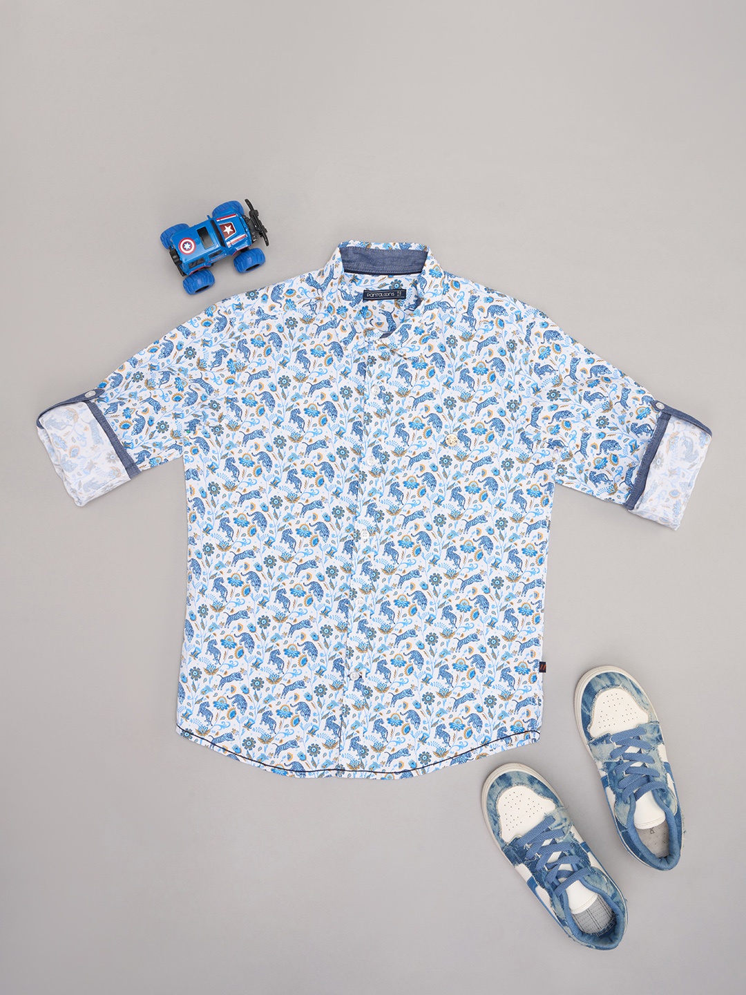 

Pantaloons Junior Boys Floral Opaque Party Shirt, White