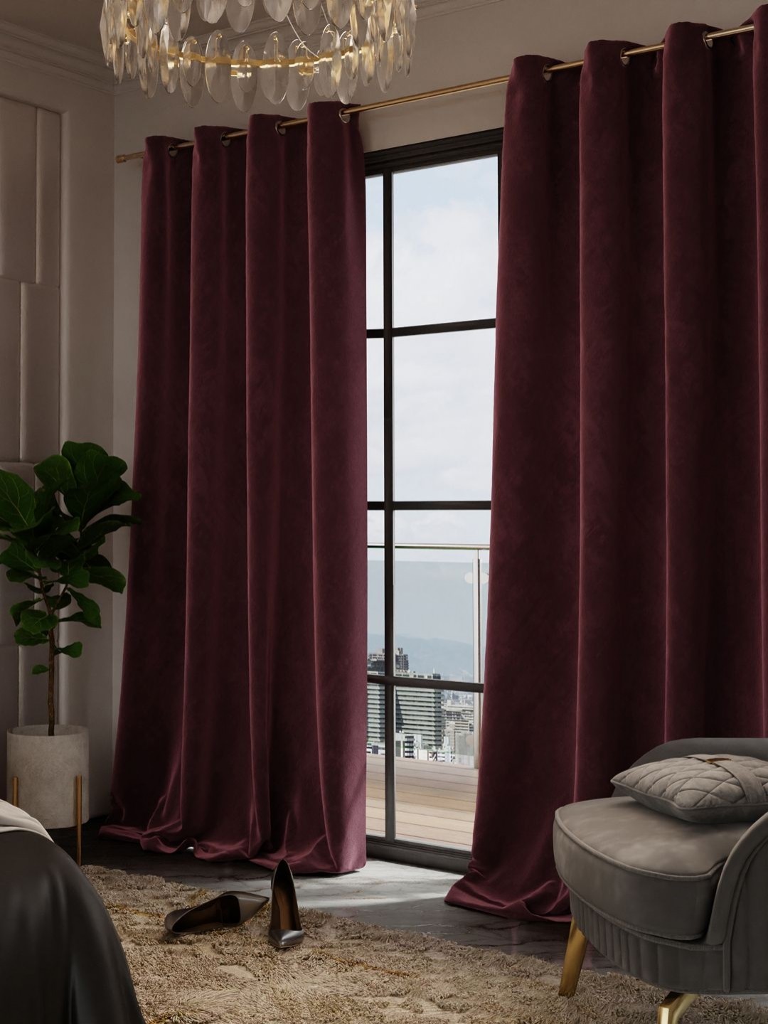 

Stoa Paris Date Night Maroon Set of 2 Long Door Curtains