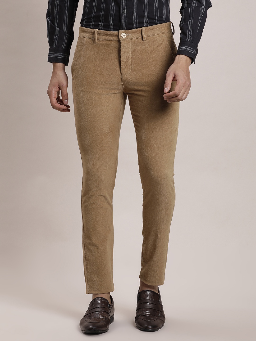 

Turtle Men Relaxed Skinny Fit Chinos Trousers, Brown