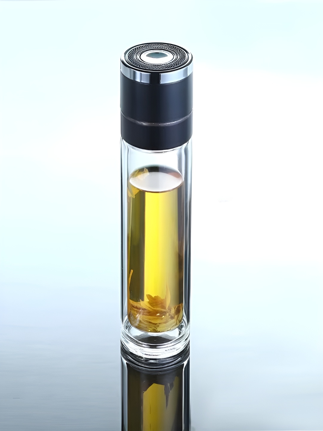 

YELONA Transparent & Black Single Glass Solid Double Wall Vacuum Water Bottle