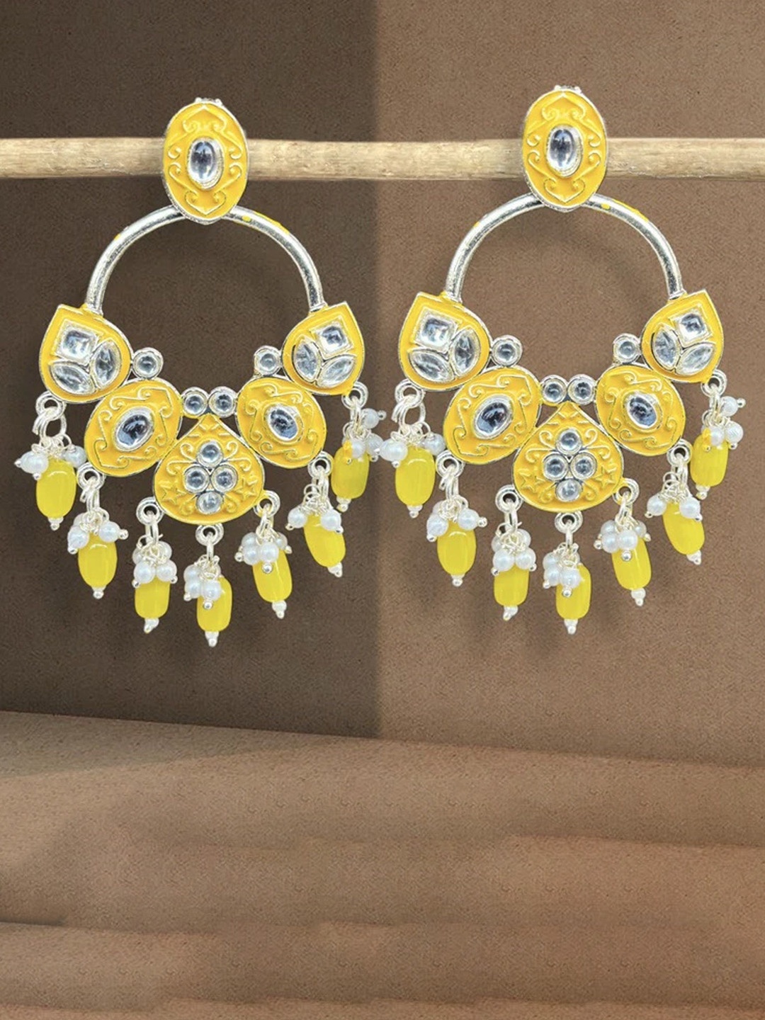 

MADDY SPACE Contemporary Chandbalis Earrings, Yellow