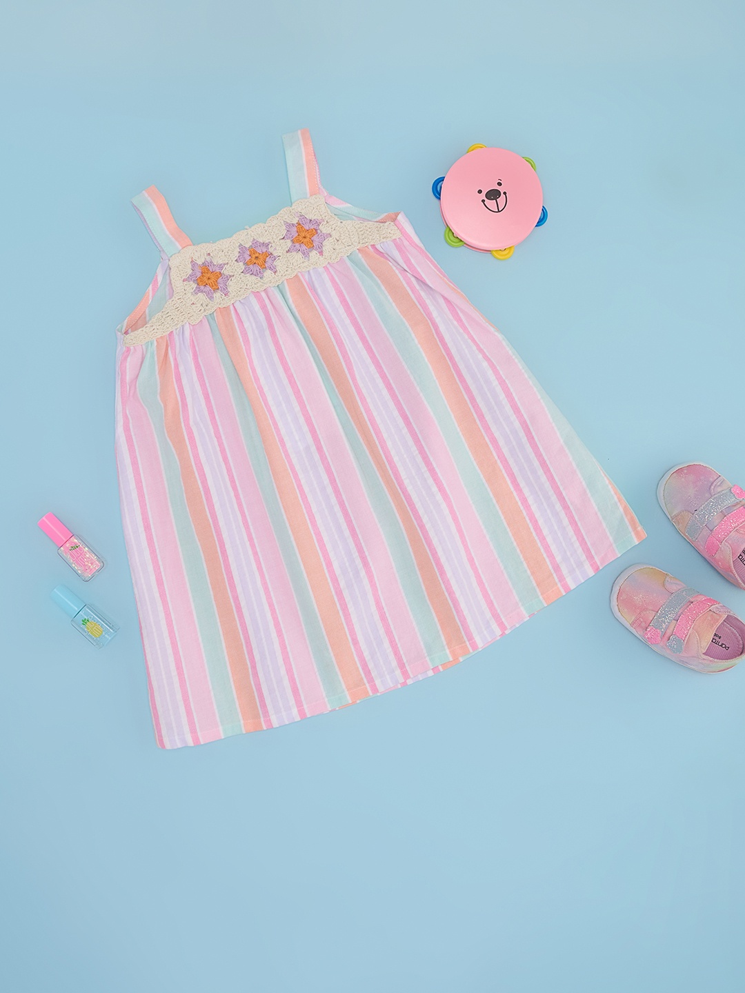 

Pantaloons Baby Striped A-Line Dress, Pink