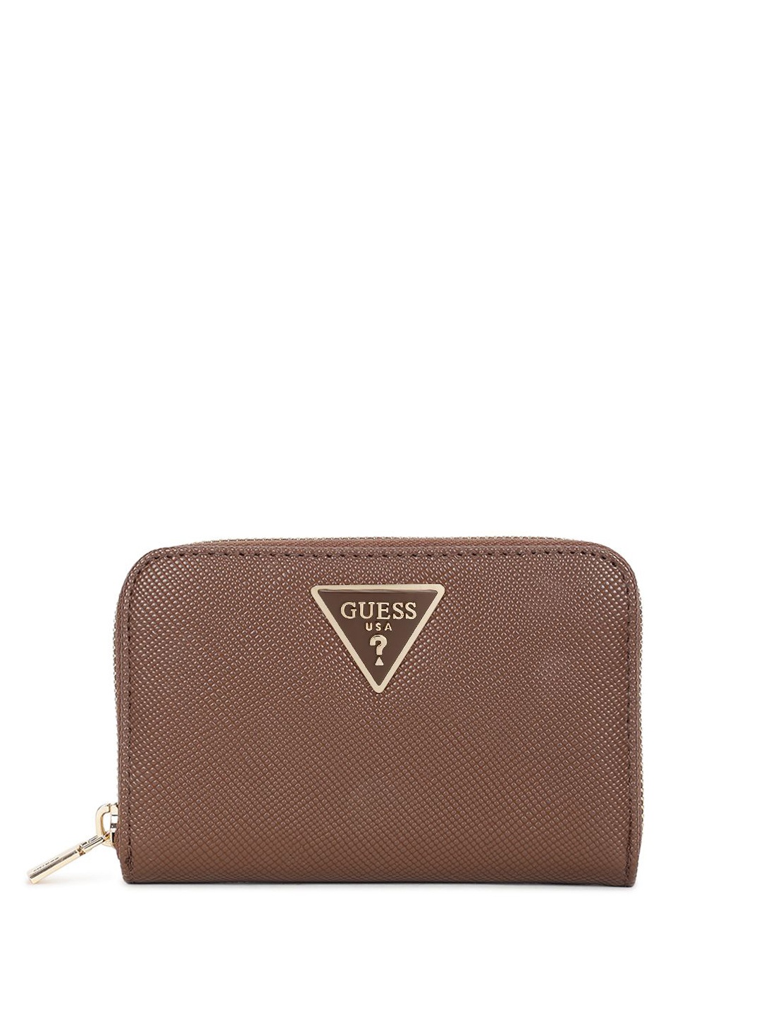 

GUESS Women Textured Zip Around Wallet, Brown