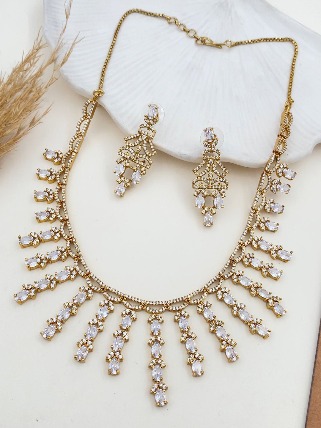 

Rare Bello Gold-Plated American Diamond-Studded Jewellery Set