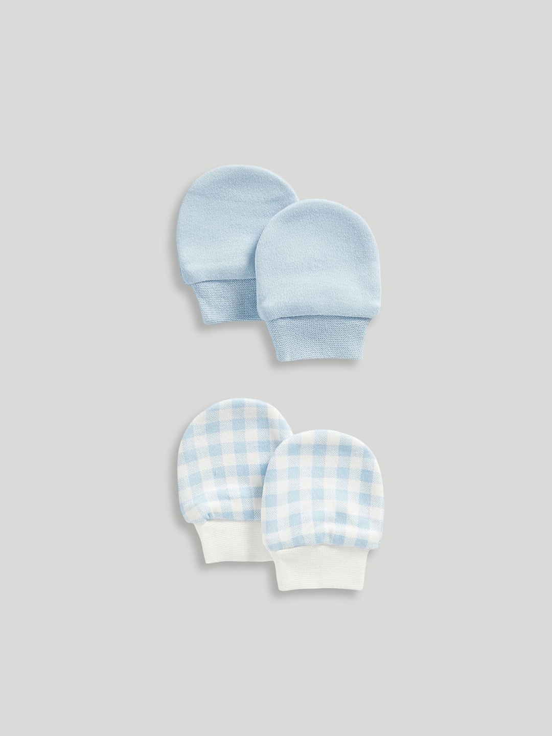 

mothercare Infant Boys Pack of 2 Checked Mittens, Blue