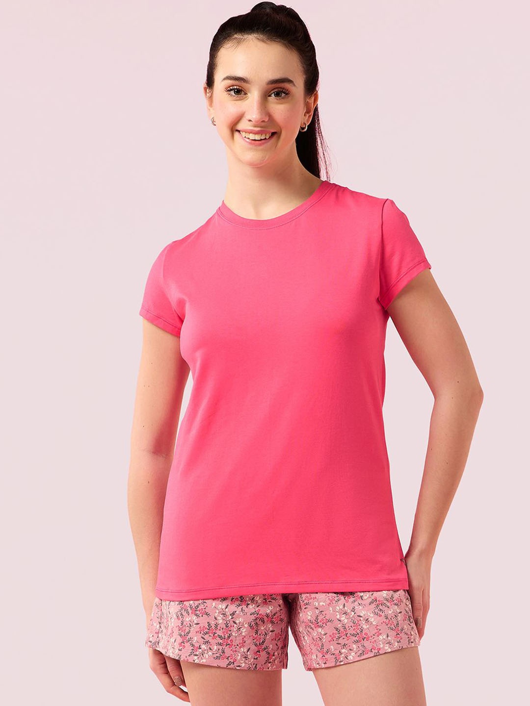 

Enamor Slim-Fit Short Sleeve Crew Neck Stretch Lounge T-Shirt, Pink