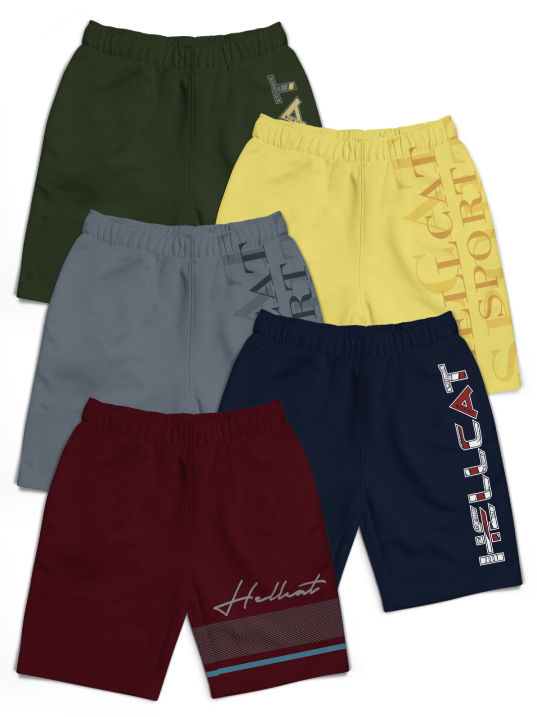 

HELLCAT Boys Typography Printed Shorts, Green