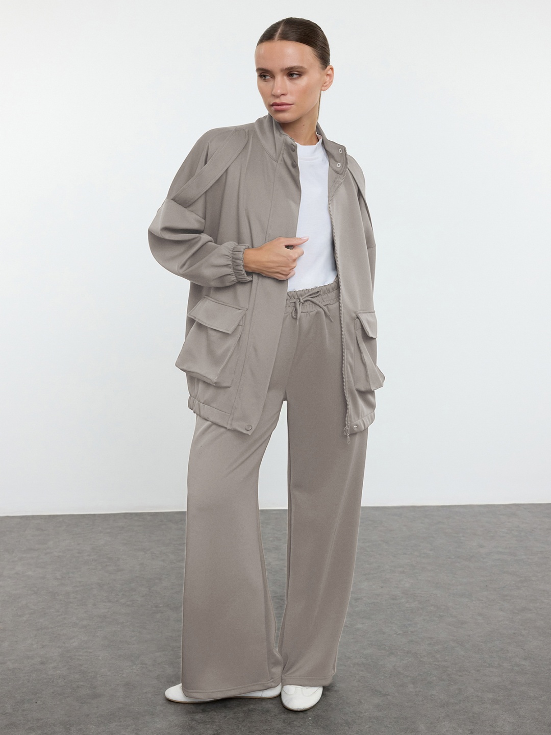 

Trendyol Long Sleeves Jacket With Trousers Co-Ords, Grey