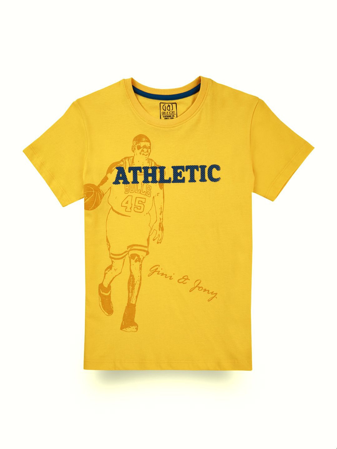 

Gini and Jony Boys Printed Raw Edge T-shirt, Yellow
