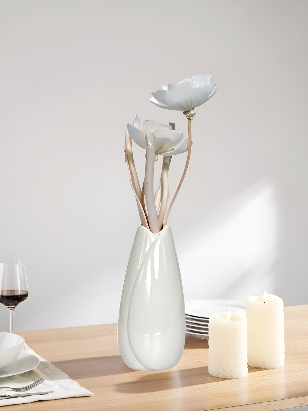 

Myntra Elegant Homes White Ceramic Textured FlowerVases