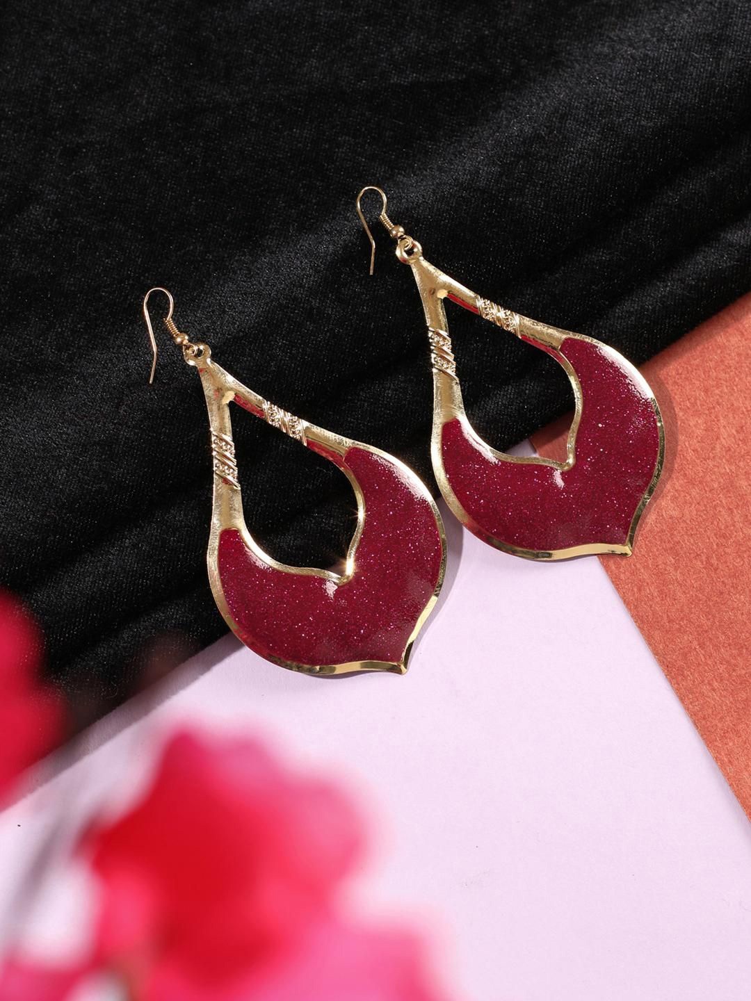 

Anouk Contemporary Drop Earrings, Magenta