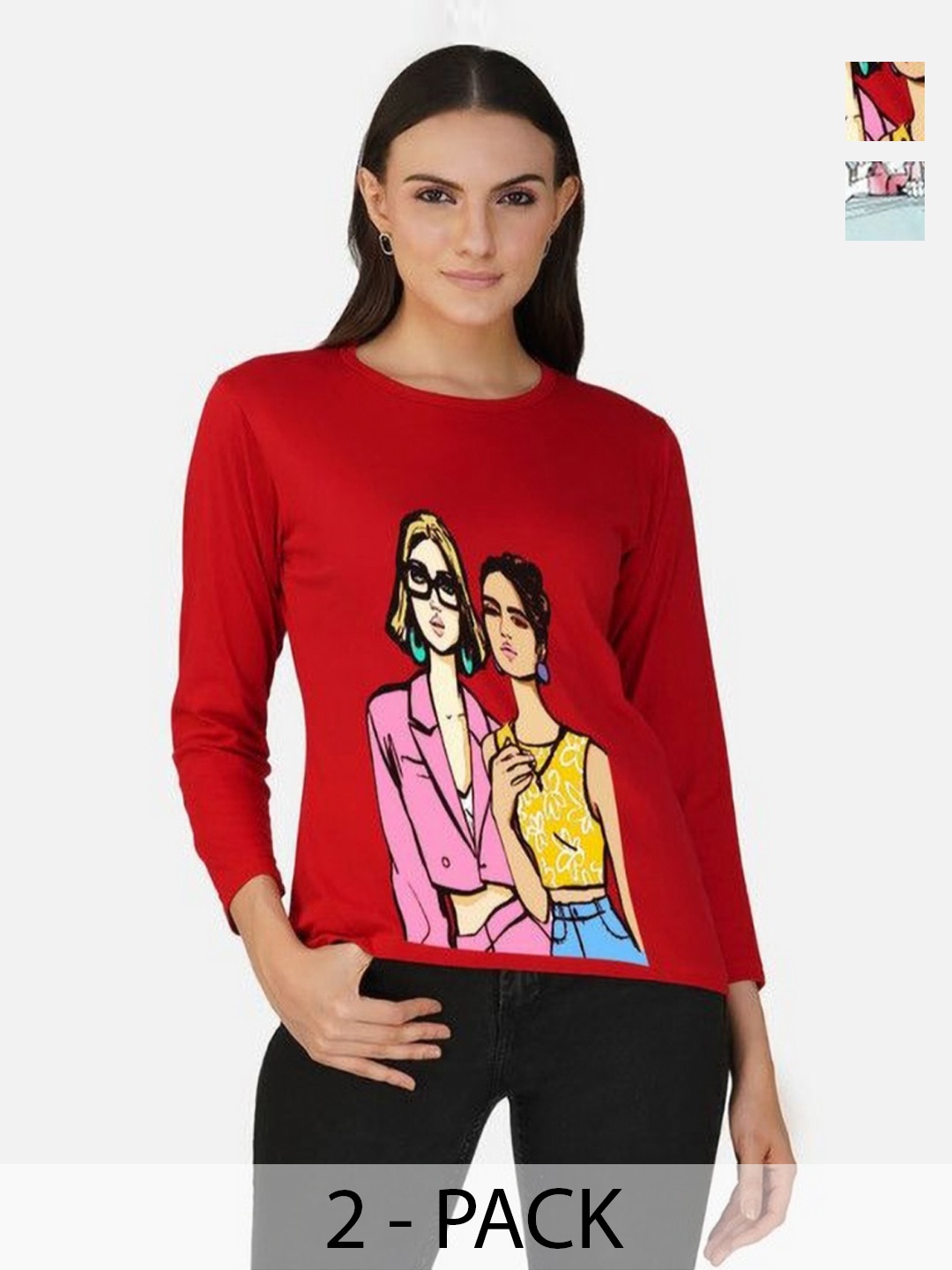 

Metronaut Women 2 Printed Bio Finish Applique T-shirt, Turquoise blue