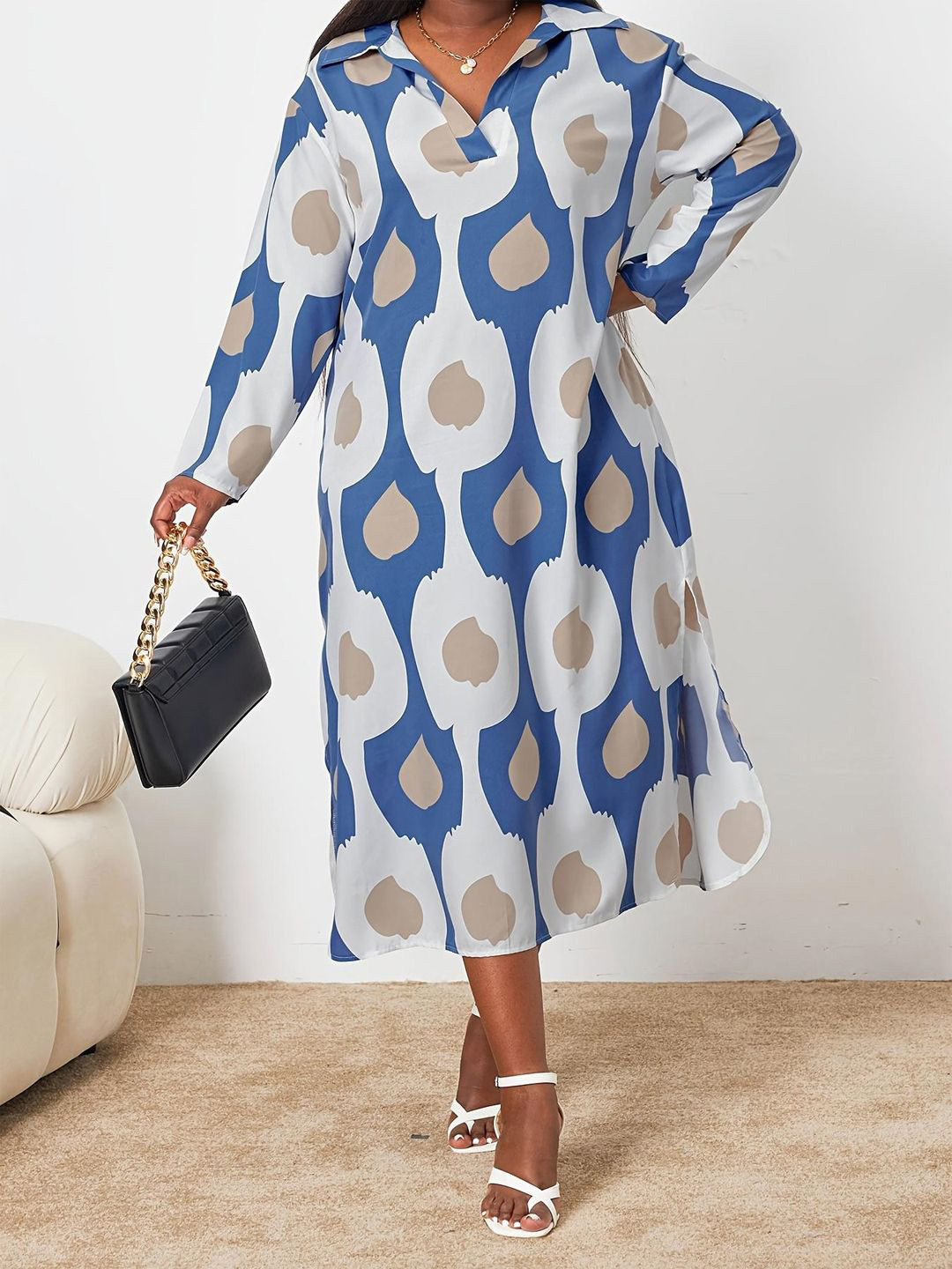 

all about you Plus Size Print A-Line Dress, Blue