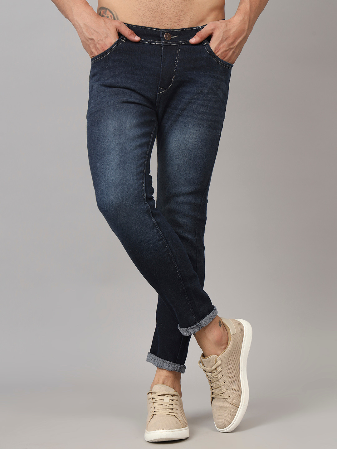 

Moda Rapido Men Classic Slim Fit Light Fade Jeans, Blue