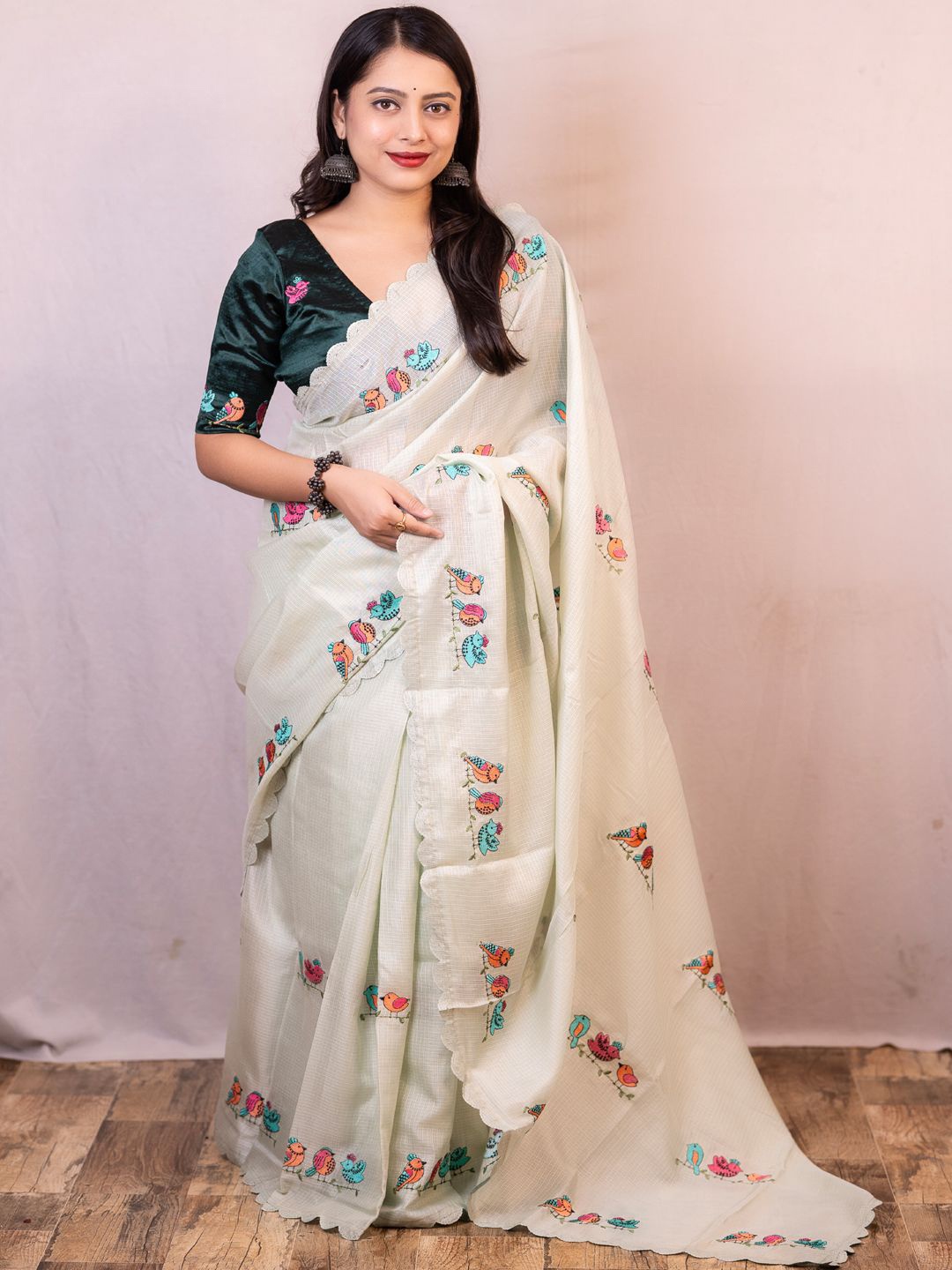 

LeeliPeeri Designer Embellished Embroidered Art Silk Saree, Green