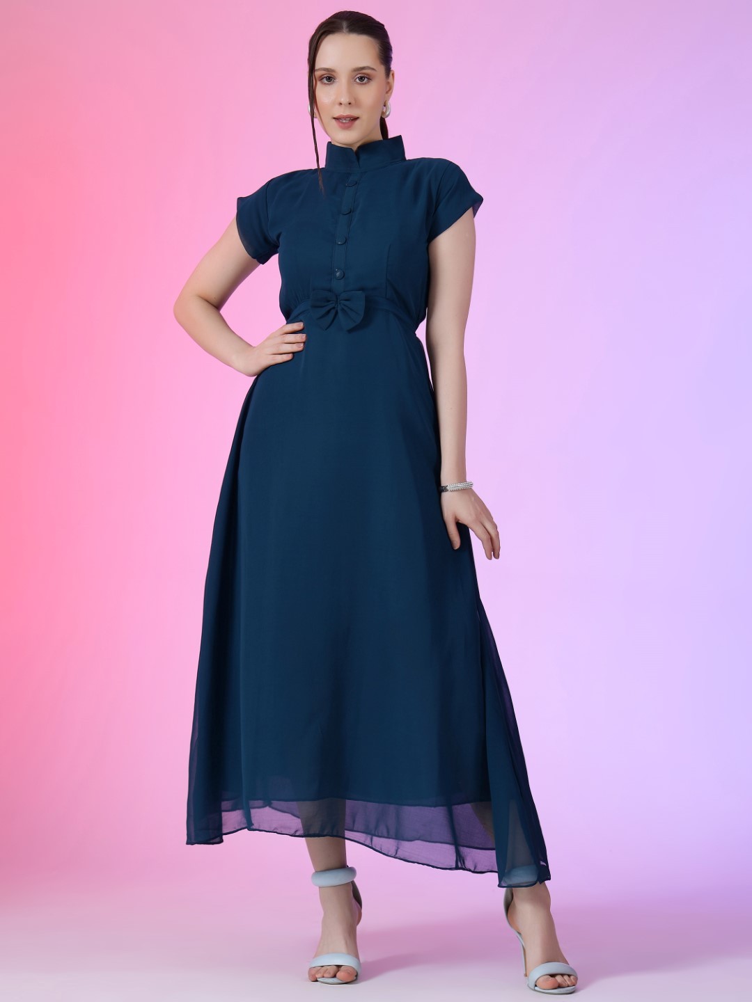

Raiyani Fashion Georgette Fit & Flare Maxi Dress, Blue