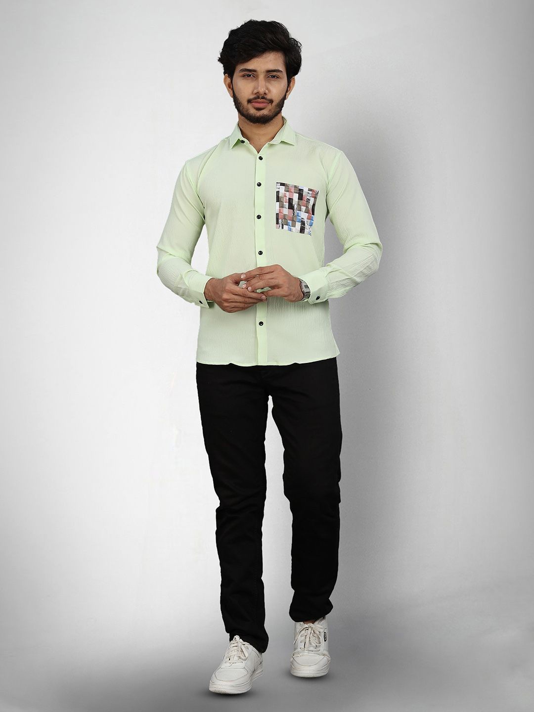 

Moda Rapido Men Original Opaque Casual Shirt, Green