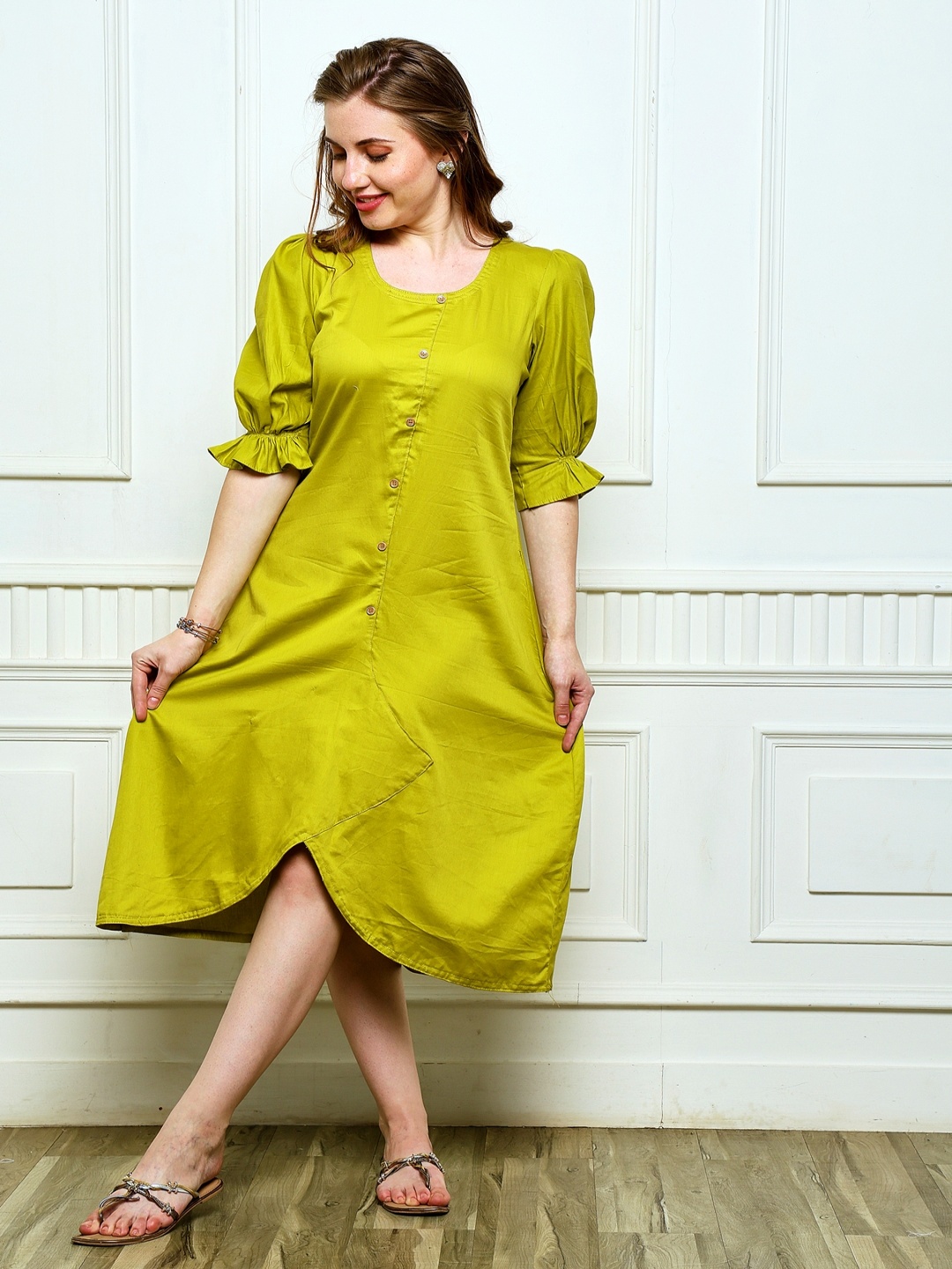 

Kaajal by Vidhi A-Line Dress, Yellow
