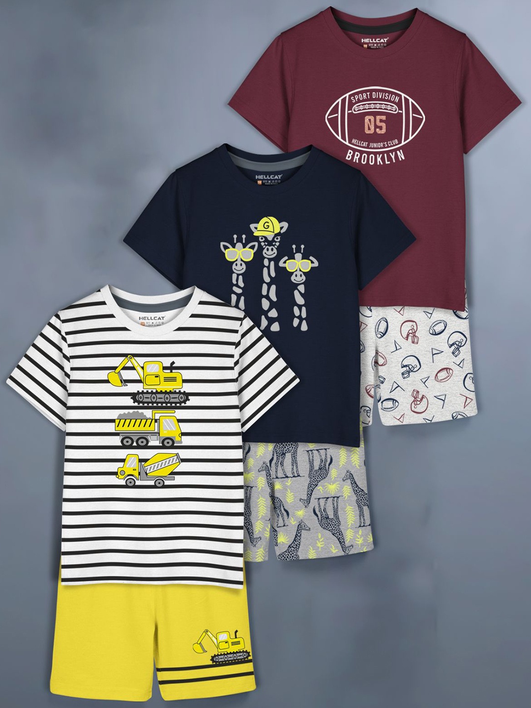 

HELLCAT Girls Printed T-shirt with Shorts, White