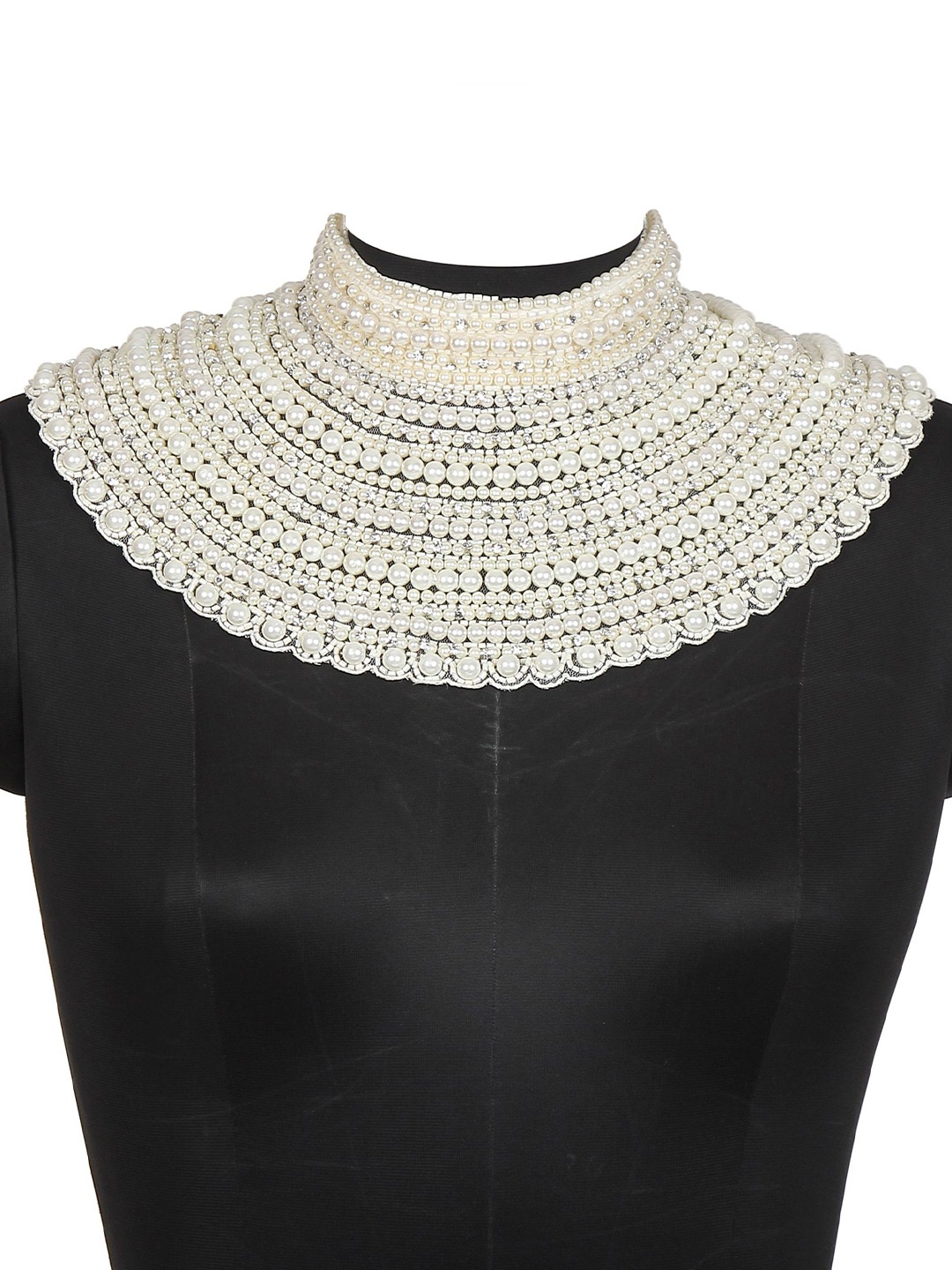 

AQSA BOTIQUE Cotton Blend Beaded Necklace, Cream