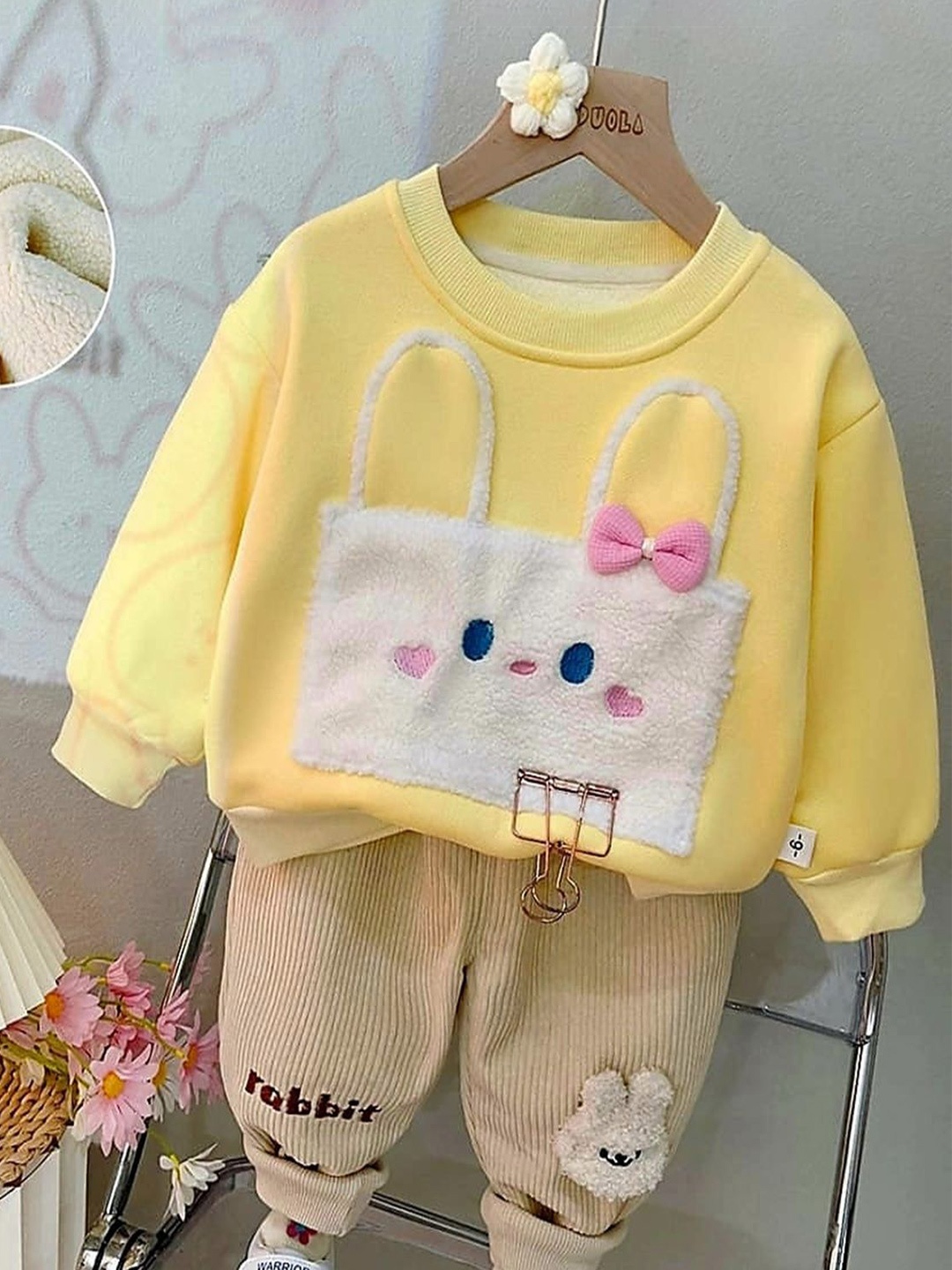 

BAESD Kids Long Sleeves Pure Cotton Sweatshirt With Joggers, Yellow