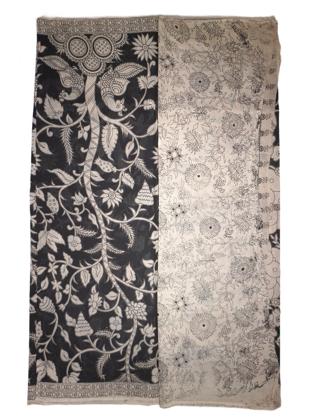 

SR HANDLOOMS AND TEXTILES Kalamkari Pure Cotton Saree, Black