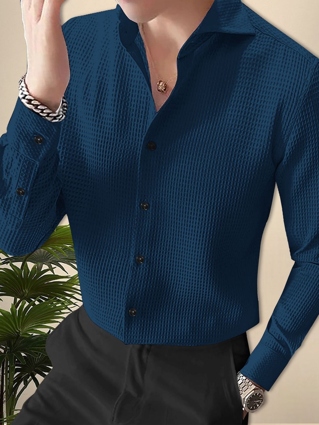 

Moda Rapido Men Original Opaque Casual Shirt, Blue