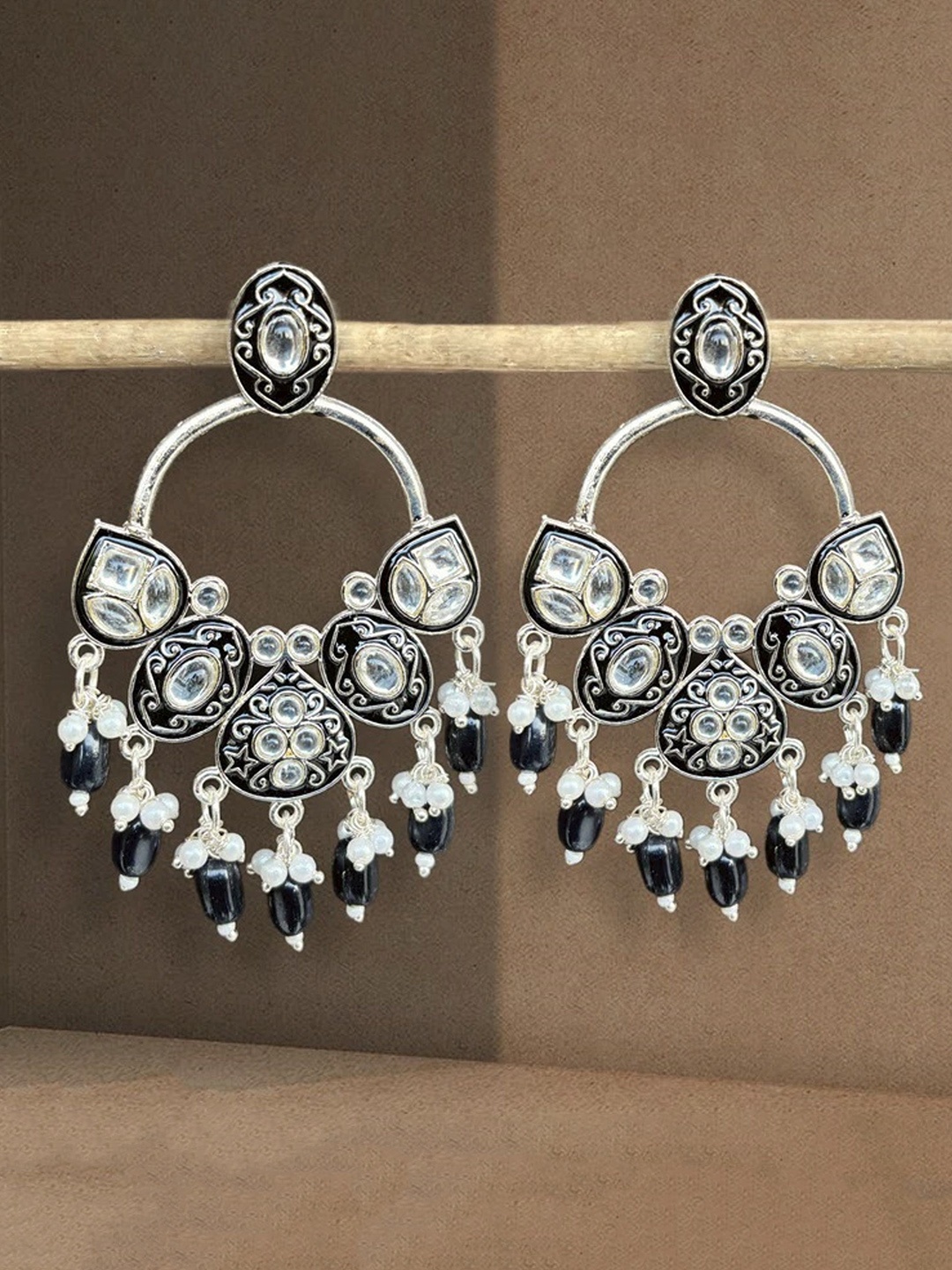 

MADDY SPACE Contemporary Chandbalis Earrings, Black