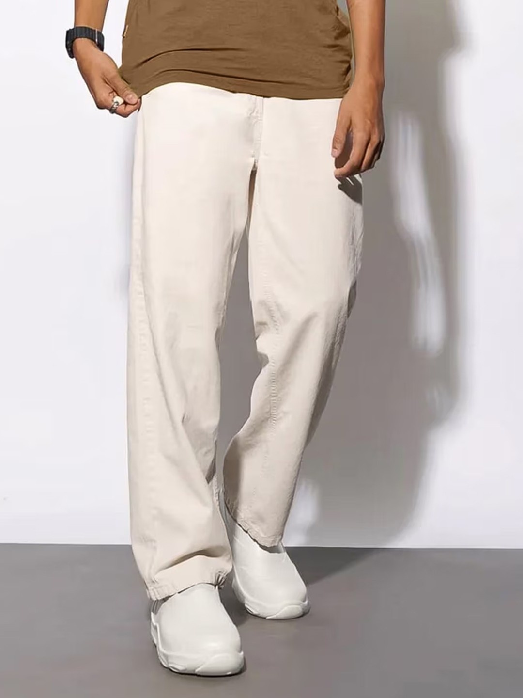

MASTERLY WEFT Men Super Stretchable Jeans, Cream