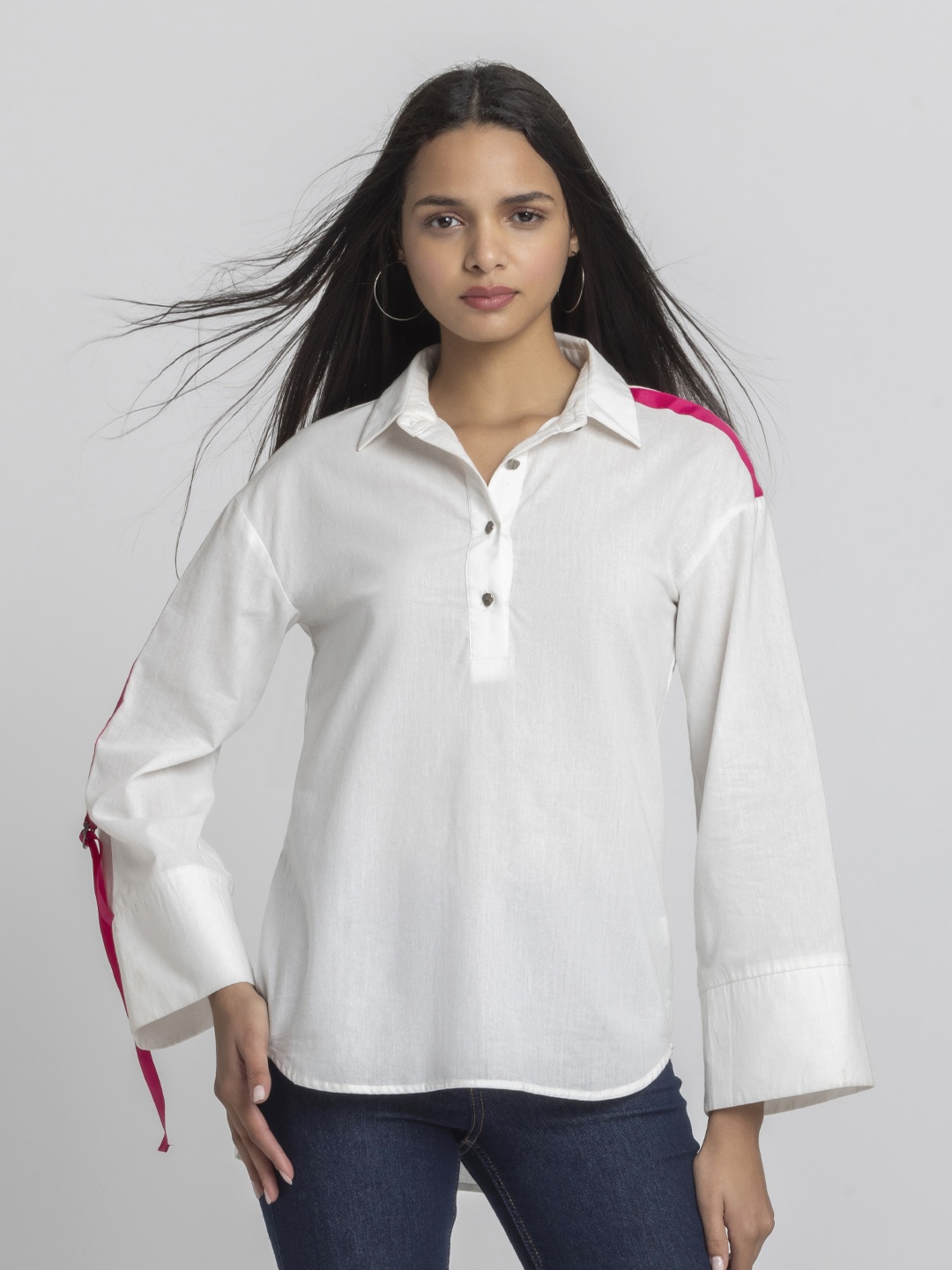 

SHAYE Women Relaxed Opaque Casual Shirt, White
