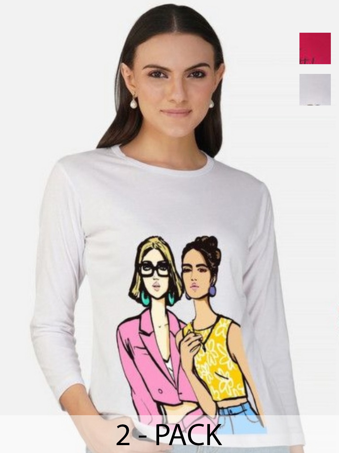 

Metronaut Women 2 Printed Bio Finish Applique T-shirt, White