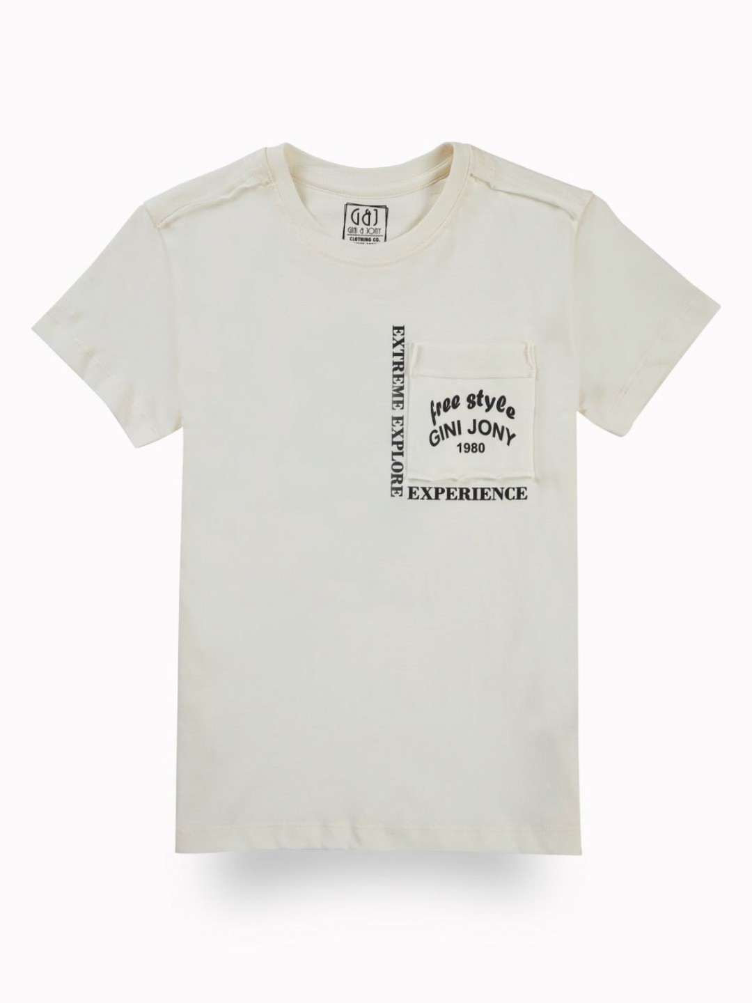 

Gini and Jony Boys Printed Applique T-shirt, Off white