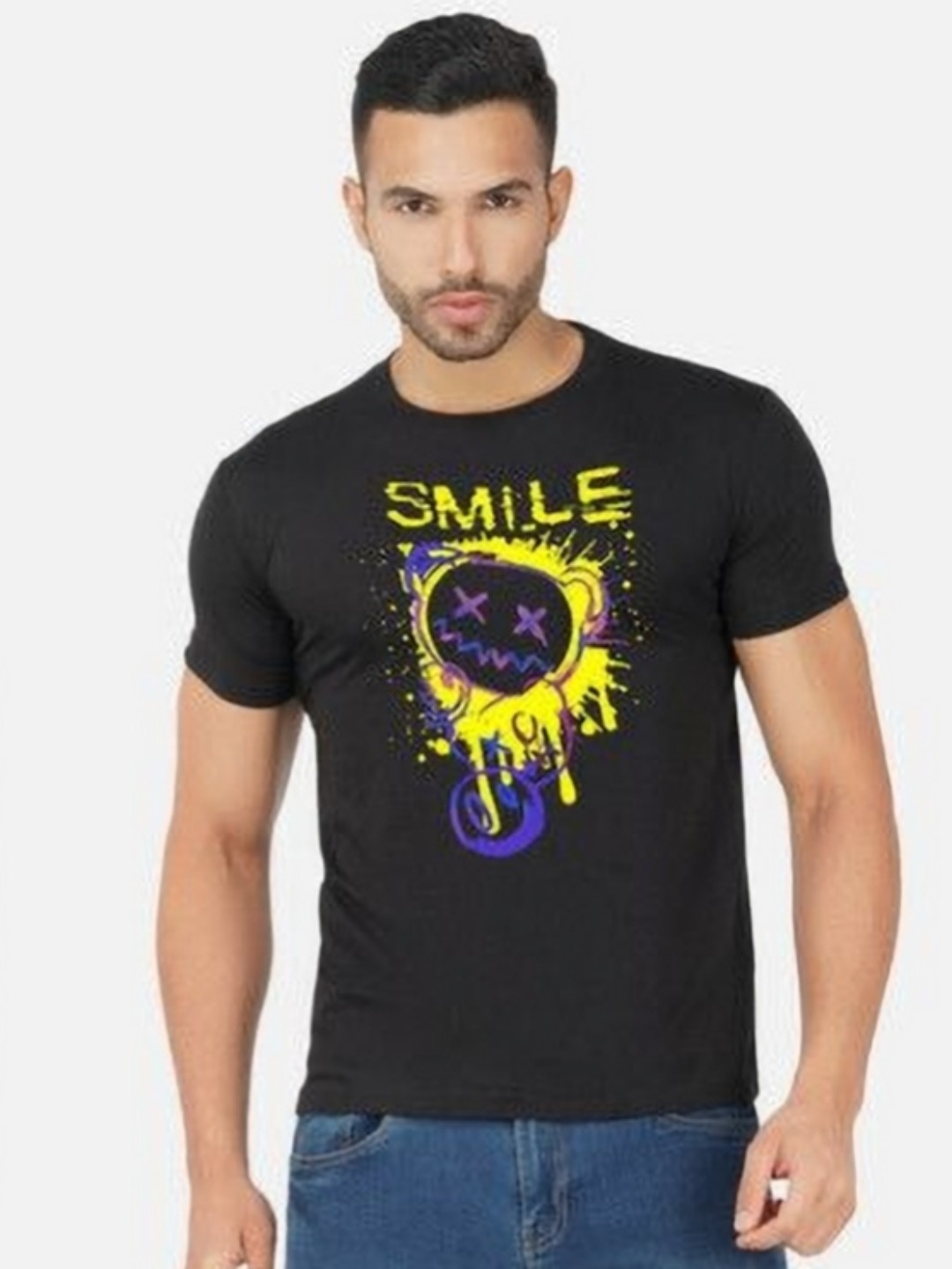 

GLOBAL NOMAD Men 2 Printed Bio Finish Applique T-shirt, Turquoise blue